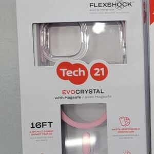 Tech21 Evo Crystal MagSafe Case - Clear and Pink